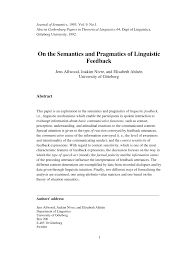 Pdf On The Semantics And Pragmatics Of Linguistic Feedback
