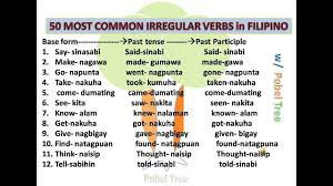 50 Most Common Irregular Verbs In Filipino Filipino Guide Filipino Words Tagalog Words Math Word Problems