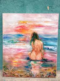 Aruba original watercolor painting, ocean art, seascape 5 x 7 coastal beach decor a original 7 inches wide by 5 inches tall painted in an impressionist style. Naked Girl Oil Painting Nude Female Ass Art Naked Girl On The Beach Picture Art In Modern Interior Artwork With Nudes On Canvas Bright Sunset Art Painting By Alina Dalinina Saatchi