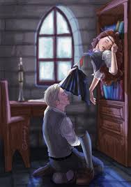 Rule 34 Dev - 1boy 1girls against_bookshelf background black_socks  blonde_hair blush book bookshelf brown_hair brown_loafers castle  closed_eyes clothed clothed_sex clothing cunnilingus detailed_background  draco_malfoy dralamynsfw duo fanon_couple ...
