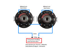 A 2 ohm dvc subwoofer could be used and wired in parallel to allow the amp to put out its full power. Hd 8498 Ohm Subwoofer Wiring Diagram Further Wiring Dual 4 Ohm Subs To 2 Ohm Schematic Wiring