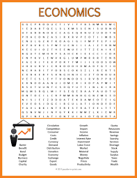 No Prep Economics Word Search Puzzle Economics For Kids School Worksheets Middle School Economics