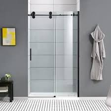 Ove Decors Sydney 78 75 In H X 46 25 In To 47 75 In W Frameless Bypass Sliding Matte Black Shower Door Clear Glass Lowes Com Black Shower Doors Shower Doors Sliding Shower Door