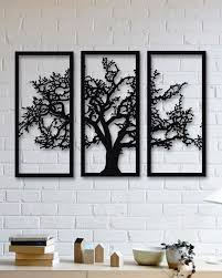 Tree 3 Pieces Metal Wall Art Dagrof Black Metal Wall Art Metal Tree Wall Art Rustic Wall Decor
