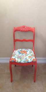 Mix Of Barcelona Orange And Emperors Silk Used To Revamp This Chair Painted Chairs Upholstered Chairs Fabric Dining Chairs