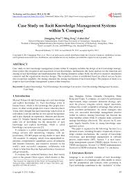 Example of case study research paper pdf writing in education. Pdf Case Study On Tacit Knowledge Management Systems Within X Company