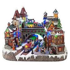 Animated Light Up Christmas Village Scene Train Station Christmas Village Display Christmas Village Houses Christmas Villages