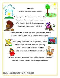 Seasons Song And Question Sheet Seasons Song Classroom Songs Seasons