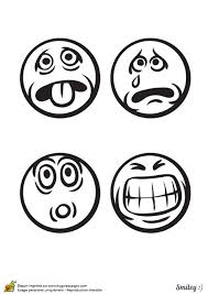 Dessin A Colorier De Quatre Emoticones Tire La Lange Pleure Etonne Et Serre Les Dents Coloriage Coloriage Emoji Emoji Souriant