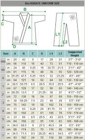 Martia Arts Uniform Size Chart Size Chart Chart Art