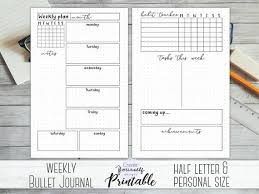 Bullet Journal Printable Weekly Planner Bullet Journal Etsy In 2020 Dot Grid Journal Journal Printables Planner Bullet Journal