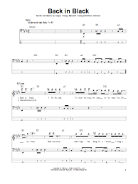 Аккорды для гитары, тексты песен, табы, видеоуроки, gtp. Back In Black Sheet Music Ac Dc Bass Guitar Tab