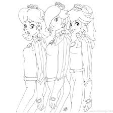 Hi baby luigi coloring page. Princess Rosalina With Peach And Daisy Coloring Pages Xcolorings Com
