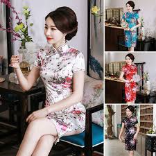 Donna cinese slim ttang abito top manica corta su colletto vintage elegante. Donna Cheongsam Vestito Tradizionale Abito Stile Cinese Eur 10 55 Picclick It