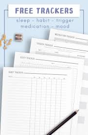 Free Printable Trackers For A Healthy Mind And Body Habit Trackers Mood Trackers Medicat Medication Tracker Planner Printables Free Health Tracker Printable