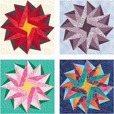 Poinsettia Star Free Paper Pieced Quilt Block Pattern Paper Piecing Quilts Free Paper Piecing Patterns Paper Pieced Quilt Patterns