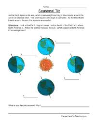 Seasonal Tilt Worksheet Have Fun Teaching Seasons Worksheets Science Worksheets Seasons Preschool