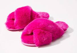 Here is lacey again folks revving this time in her pink fluffy ball bedroom slippers. Parity Hot Pink Fluffy Slippers Up To 75 Off