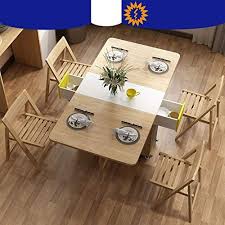Shozafia 5 Pcs Fully Assembled Foldable Kitchen Table Set Rolling Wood Dining Table With Chair Kitchen Table Settings Dining Table Chairs Folding Dining Table