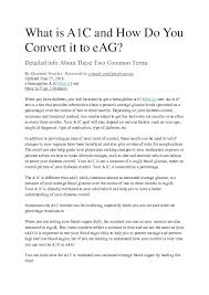 Doc What Is A1c And How Do You Convert It To Eag Charles
