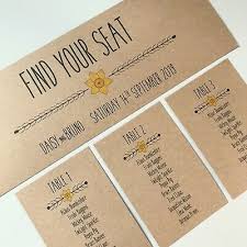 Individual Table Seating Plan Cards Choice Of Colour