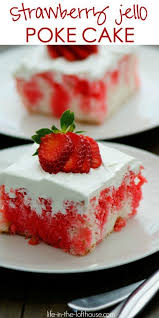 Incredibly Light And Delicious Strawberry Jello Poke Cake This White Cake Is Filled With Strawberry Jel Strawberry Jello Cake Poke Cake Jello Strawberry Jello