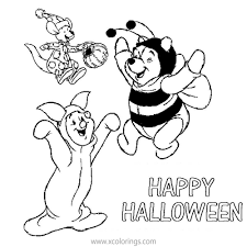 Winnie the pooh halloween trick or treat. Winnie The Pooh Halloween Coloring Pages Pooh Koo And Piglet Xcolorings Com