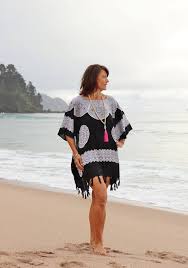 Black And White Beach Cover Up Black And White Beach Kaftan Short Beach Cover Up Tunic Beach Kaftan Black And White Beach Kaftan