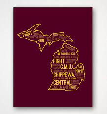 Typography Poster Central Michigan University Inspired Fire Up Chips Poster Print Central Michigan University Central Michigan University Gifts