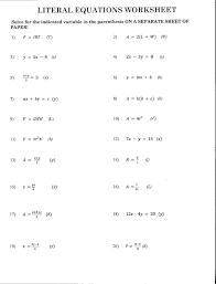 Popular tutorials in solving for a variable and working with formulas. Literal Equations Worksheet
