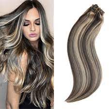 Ugeat 120g Clip In Human Hair Extensions 2 18 Brown Ombre Remy Brazilian Hair Brown Blonde Hair Brown Hair With Blonde Highlights Brown Hair With Highlights