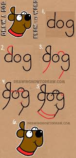 How To Draw A Dog From The Word Dog Easy Step By Step Drawing Tutorial For Kids How To Draw Step By Step Drawing Tutorials Drawing Tutorials For Kids
