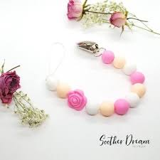 Personalized Flower Pacifier Holder Pacifier Clip Soother Clip Soother Holder Binky Clip Dummy Clip Baby Toy Baby Girl Soother Clips Pacifier Holder Binky Clips