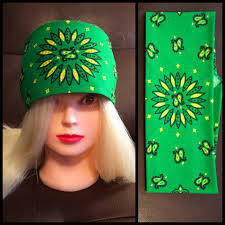 Green & Yellow Paisley Full Star Bling Bandana