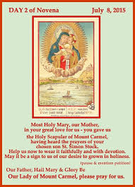 Day 2 Novena To Our Lady Of Mt Carmel Prayer Devotion Intention Novena Intercession Scapular July16 Feastday Our L Novena Holy Mary St Simon Stock