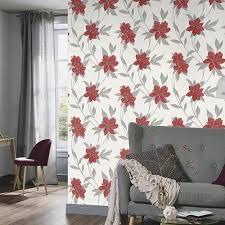 It's paste the wall too, making it quick and easy to hang. Spring Glitter Textured Flower Wallpaper Red Grey