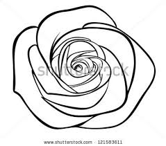 Black Silhouette Outline Rose Isolated On White By Hulinska Yevheniia Via Shutterstock Rose Outline Black Silhouette Black And White Drawing