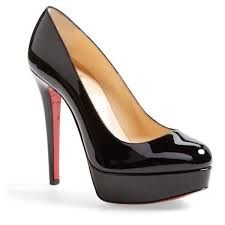 Artesur Christian Louboutin Round Toe Platform Pumps Black Patent Leather Covered Heels