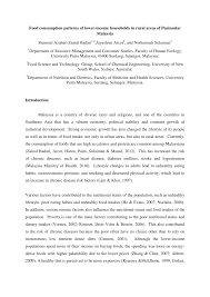 Pdf Food Consumption Patterns Of Lower Income Households In Rural Areas Of Peninsular Malaysia
