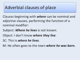 As you develop this language component, use only language structures and concepts the. Adverbial Clauses Of Place