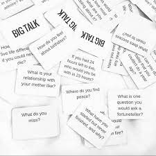 Before you start playing the competitive version, agree on a romantic prize for the winner. Big Talk Question Card Game Playing Cards