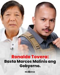 Ronaldo Tovera: Basta Marcos Malinis ang Gobyerno. Nagpahayag ng suporta  ang content creator na si Ronaldo Tovera sa administrasyong Marcos, iginiit  na magiging mas malinis at maayos ang pamahalaan sa ilalim ng