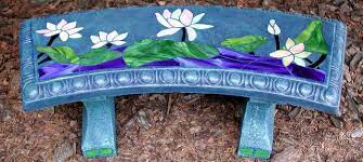 Garden Bench Waterlilies Ocean Seas Concrete Garden Bench Mosaic Garden Art Mosaic Garden