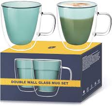 Maybe you would like to learn more about one of these? Buy Tks Double Wall Glass Coffee Mugs Glass Coffee Mugs Double Walled Glass Tea Cups With Handle 11 8oz Coffee Mug For Women And Men Gifts Clear Green Cappuccino Tea Latte Glassware Set Of 2 Online In Kazakhstan