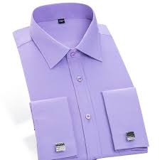 2019 New Design Purple Solid French Cufflinks Party Men Shirts Long Sleeve Formal Wedding Shirts Men Formal Shirts For Men Mens Shirts French Cuff Dress Shirts