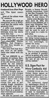 Audie Murphy Dies In Plane Crash June 1 1971 Historical Newspaper Heroes Actors Murphy