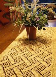 Find some great ideas here! Table Decor Knitting Patterns Lace Knitting Patterns Knitting Patterns Free Crochet Table Runner