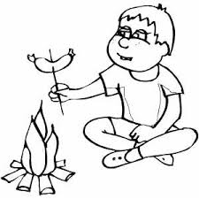 From coloring pages, post sausage coloring. Boy Preparing Sausage On Campfire Coloring Page