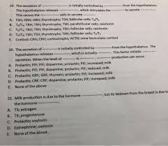 Solved From The Hypothalamus To Secrete 29 The Secret Chegg Com