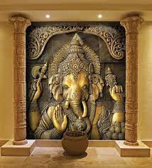 Buy Golden Non Woven Paper Blessed One Wallpaper By Wallskin Online Spiritual Wallpapers Furnishings Home Decor Pepperfry Product Wall Wallpaper Wall Art Wallpaper Design Living Room Wallpaper